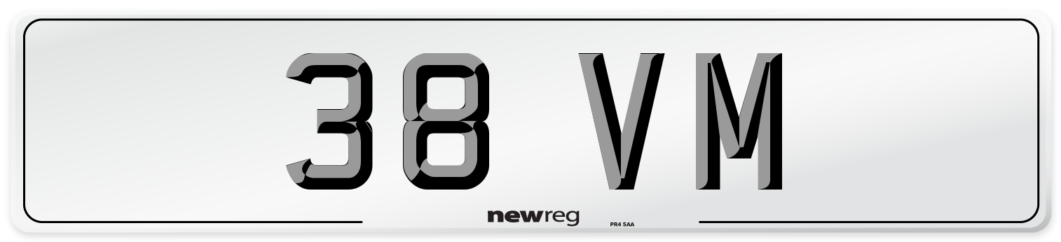 38 VM Number Plate from New Reg